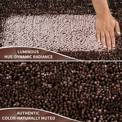 Yimobra Long Bathroom Rugs Runner 60x24 Inch, Extra Thick Soft Absorbent Chenille Bath Mat, Non Slip Machine Washable, Quick Dry Bath Rugs for Bathroom Floor, Tub and Shower, Brown