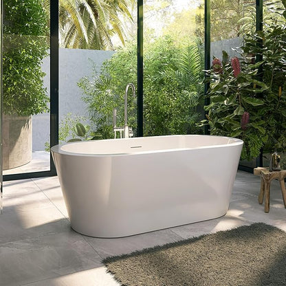 61" Acrylic Free Standing Tub, Stand Alone Tub, Freestanding Bathtub, Soaking Bathtub, cUPC Certified, LT(Glossy White)