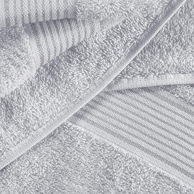 BELZZI Home Ultra Soft 4 Pack Oversized Bath Towel Set 27x54, Cotton Compact Bath Towels, Highly Absorbant Eco-Friendly Quickdry & Lightweight Towel, Ideal for Gym Travel Camp Pool - Light Grey