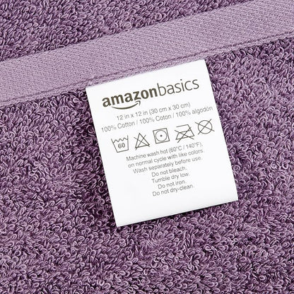Amazon Basics washcloth for Bathroom, 100% Cotton Extra Absorbent, Fast Drying - Salon Towels, Petal Pink, Lavender, White, 12 x 12 in (Pack of 144)