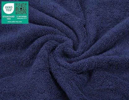 American Soft Linen Luxury Washcloths for Bathroom, 600 GSM 100% Cotton 4 Piece Turkish Wash Cloth Set, 13x13 in Soft Rags for Body and Face, Navy Blue Washcloths