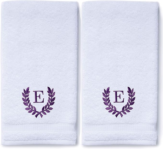 Decorative and Monogrammed Hand Towels for Bathroom Kitchen Makeup | Personalized Gift for Wedding-Bridal | Roman Font Custom Luxury Turkish Towel | Spa Collection, Oversized, 16 X 30 Inch, Set of 2