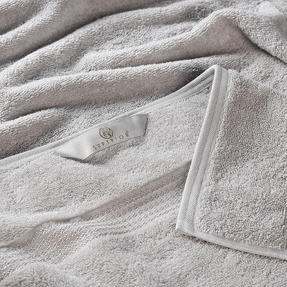 Superior Egyptian Cotton 3-Piece Towel Set, Basic Towels For Bathroom, Home Decor, Guest Bath, Shower, Apartment, Included 1 Face, 1 Hand, 1 Bath Towel, Washcloth, Quick Dry, Silver