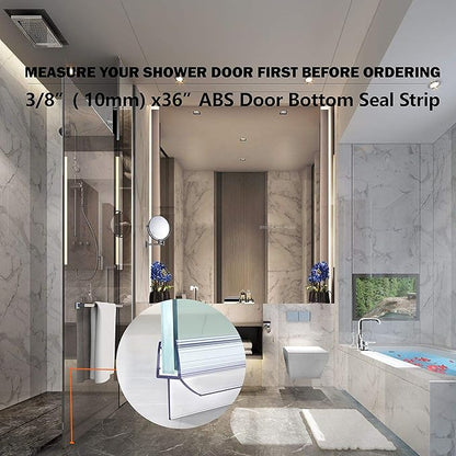 Frameless Ultra Clear Shower Door Bottom Seal 3/8"(10mm) Thick 36"(914mm) Long 2 Pack,Soft Bathroom Door Sweep Rubber Clip,Glass Shower Door Seal Strip Stop Shower Leaks,Fit for Doors Windows