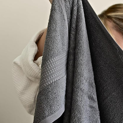 100% Turkish Cotton Towel Set of 6 - Soft, Plush & Super Absorbent - Premium Set with 2 Bath Towels, 2 Hand Towels, and 2 Washcloths - Made in Turkey (Dark Gray, 6-Piece Towel Set)
