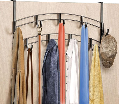 LYNK Professional® Home™ Over Door Hooks Rack - 9 Hook Over Door Hanger - Over Door Towel Rack - Hanging Towels or Clothes - Bathroom, Bedroom or Laundry Room - Lifetime Ltd. Warranty - Bronze