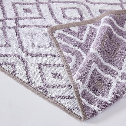 Modern Threads Oxford 6-Piece 100% Cotton Towel Set – Yarn Dyed Jacquard & Solid – Includes 2 Bath Towels, 2 Hand Towels, 2 Washcloths – Absorbent, Quick Dry, Soft & Durable – Lavender