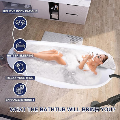 59" Acrylic Free Standing Tub, Stand Alone Tub, Freestanding Bathtub, Soaking Bathtub, cUPC Certified, CM(Glossy White)