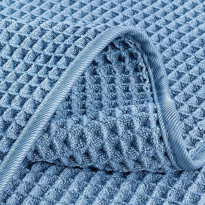 POLYTE 430 GSM Microfiber Lint Free Washcloth Face Towel, 13 x 13 in, 4 Pack (Waffle Weave)