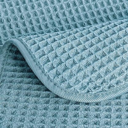 POLYTE 430 GSM Microfiber Lint Free Washcloth Face Towel, 13 x 13 in, 4 Pack (Waffle Weave)