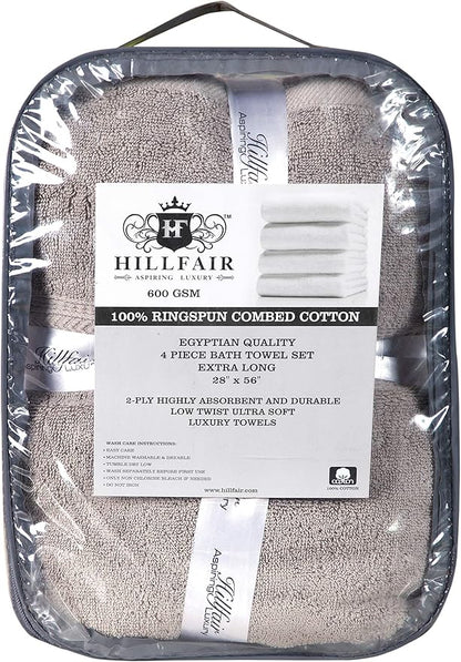 Hillfair 12-Piece Cotton Bath Towel Set - 600 GSM - Hotel Spa Towels - 2 Bath, 4 Hand, 6 Washcloths - Absorbent Soft Cotton - Khaki Stone