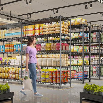REIBII 73''W Shelf, Storage Shelves Load 1650 LBS Metal Shelving 5-Tier Wire Shelving Unit, Adjustable Heavy Duty Metal Shelves Wire Shelf for Pantry Kitchen Industrial Garage, 17.7"D x 73"W x 71"H