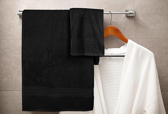 Utopia Towels 48-Piece Premium Towel Set, 12 Bath Towels, 12 Hand Towels, and 24 Wash Cloths, 100% Ring Spun Cotton Highly Absorbent Towels for Bathroom, Sports, and Hotel (Black)