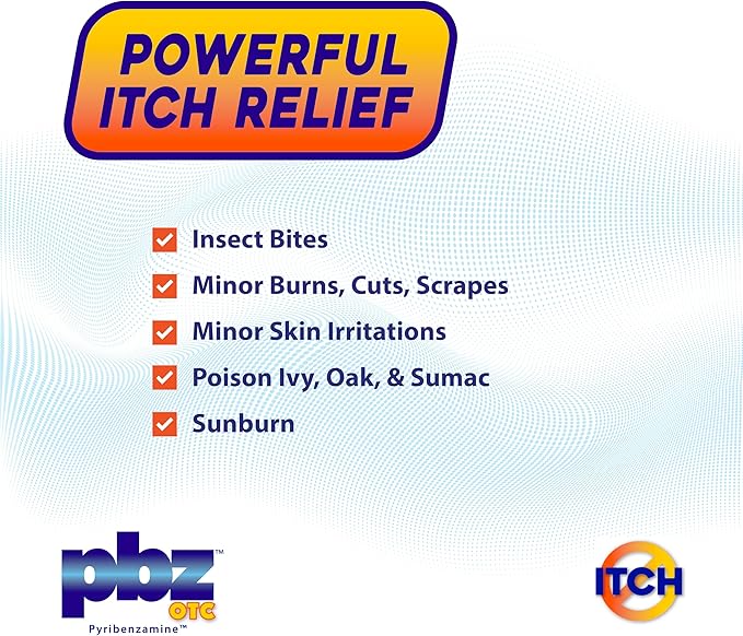 PBZ OTC Antihistamine Cream with 1% Tripelennamine, Kid Safe Itch Relief, 1 Oz, 3 Pack