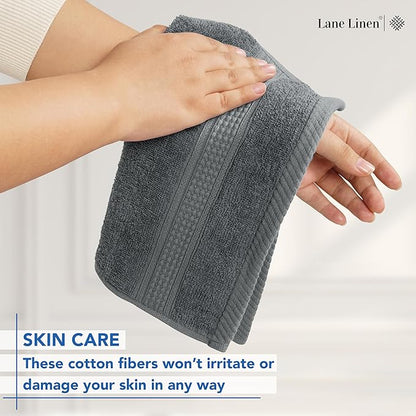 LANE LINEN 100% Ringspun Cotton Hand Towels for Bathroom Set of 6 (16"x28") - Holiday Hand Towel Set - Super Durable, Quick Dry, Soft & Highly Absorbent Hand Towels - Fade Resistant - Space Grey