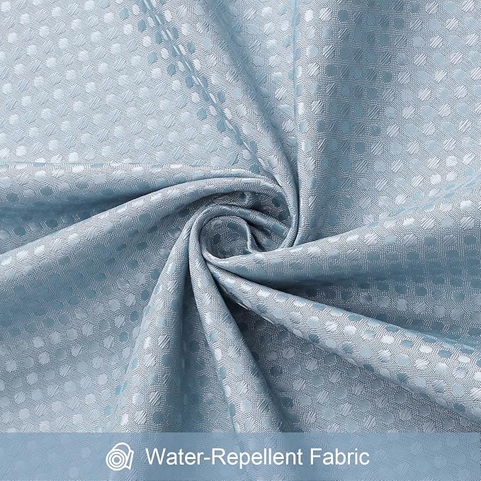 3 in 1 Extra Long Blue Shower Curtain Set-72 W x 84 H, Fog Blue Waffle and PEVA Liner Set with 12 Stainless Steel Hooks, Waterproof Fabric for Bathroom