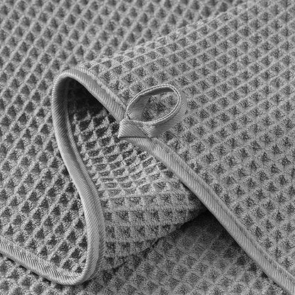 Microfiber Waffle Hand Towels, 4 Pieces, Soft, Absorbent, Fast Drying, Lint Free (Gray)