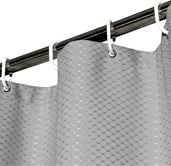 AooHome Waffle Weave Fabric Shower Curtain for Bathroom, 72"x78" Extra Long Bath Curtain with Weighted Hem, Heavy Duty, Water Repellent, 72 Width by 78 Height Inch, Grey