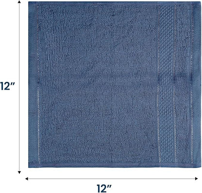 Casa Lino Face Towels & Body Wash Cloths for Showering - 100% Cotton Wash Cloths for Bathroom - Highly Absorbent & Quick Drying Washcloth Set - Cotton Washcloths 24 Pack (12" x 12") - (Cobalt Blue)