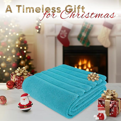 American Soft Linen 35x70 Jumbo Large Bath Towels, 600 GSM 100% Cotton Turkish Bath Sheet, Oversized Luxury Bath Towels for Bathroom Beach and Pool, Aqua Blue
