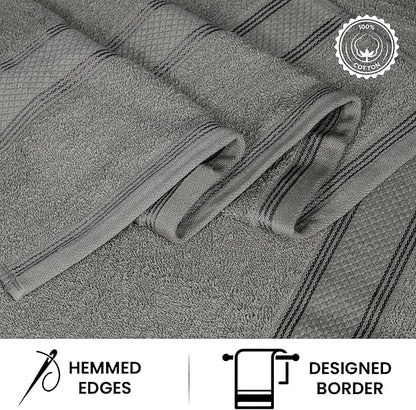 Casa Lino Bath Towel Set of 8 (2 Bath Towels, 4 Wash Cloths & 2 Hand Towels for Bathroom) - 100% Cotton - Highly Absorbent & Quick Dry - Guest Room Essentials for Bathroom Set - (Silver Grey)
