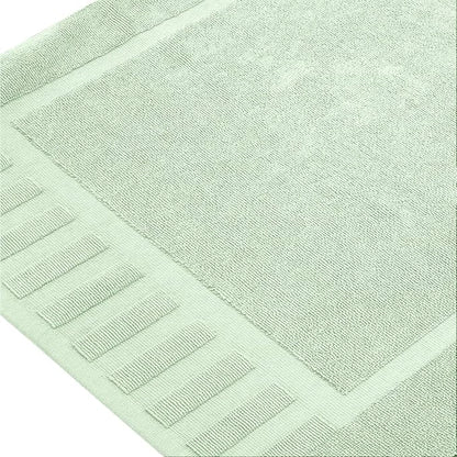 White Classic Luxury Bath Mat Floor Towel Set - Absorbent Cotton Hotel Spa Shower/Bathtub Mats [Not a Bathroom Rug] 22"x34" | 2 Pack | Green