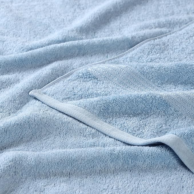Superior Egyptian Cotton 2-Piece Bath Sheet Towel Set, Oversized Body Towels For Adults And Kids, Large Towel For Bath, Shower, Guest Bathroom, Spa, Gym, Resort, Essentials, Airbnb, Light Blue