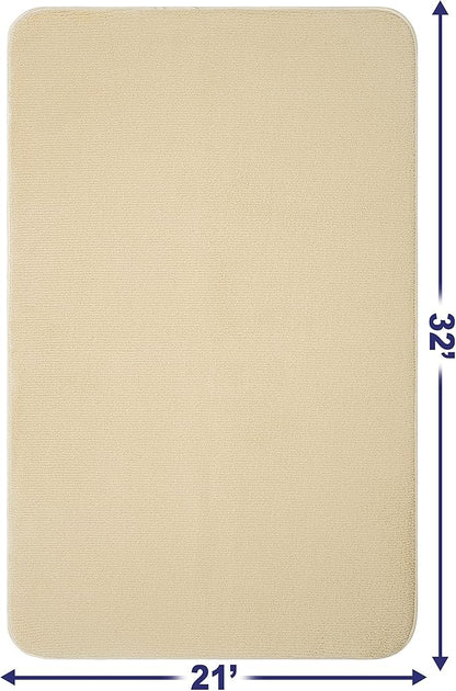 American Soft Linen 21x32 Fluffy Foamed Slip Reducer Bath Rug, Machine Washable Area Bath Mat Rugs for Bathroom, Beige