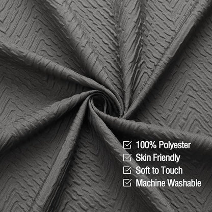 Gibelle Ombre Black Shower Curtain, 3D Embossed Textured Herringbone Fabric Shower Curtain, Modern Farmhouse Bathroom Decor Soft Cloth Shower Curtain Set with Hooks, 72x72