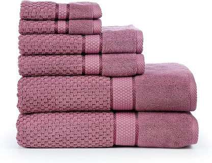 Ample Decor Bathroom Towel Set of 6-2 Bath Towel, 2 Hand Towel, 2 Wash Cloths – Ideal for Gifting, Hotel, Gym, Spa - Grape Purple
