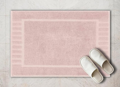 White Classic Luxury Bath Mat Floor Towel Set - Absorbent Cotton Hotel Spa Shower/Bathtub Mats [Not a Bathroom Rug] 22"x34" | 2 Pack | Pink