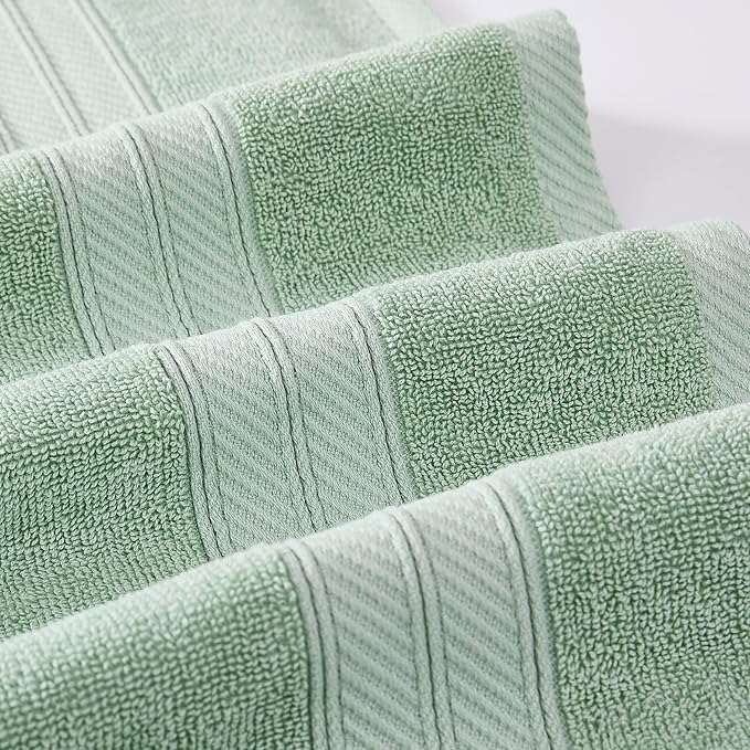 Modern Threads Trefoil Filigree 6-Piece 100% Cotton Towel Set – Reversible Yarn Dyed Jacquard – Includes 2 Bath Towels, 2 Hand Towels, 2 Washcloths – Absorbent, Quick Dry, Soft & Durable – Sage Green