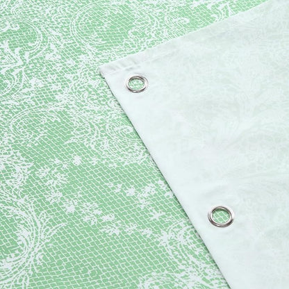 90 Inch Extra Long Shower Curtain - Chantilly Lace Design, Heavyweight Polyester, Grass Green to White Ombre, 72" W x 90" H