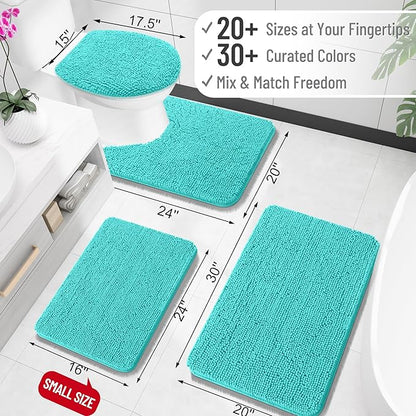 OLANLY Bathroom Rugs 30x20, Extra Soft Absorbent Chenille Bath Rugs, Rubber Backing Quick Dry, Machine Washable Bath Mats for Bathroom Floor, Tub and Shower, Home Decor Accessories, Teal