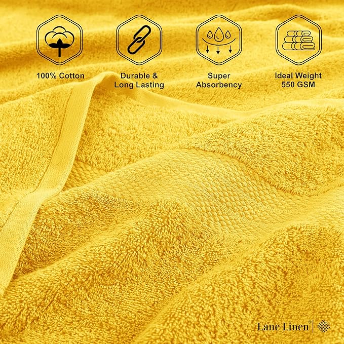 LANE LINEN 100% Luxury Cotton Bath Sheets 4 Pack (35"x66") - Highly Absorbent, Pre Shrunk, Soft, Quick Dry & Fade Resistant Extra Large Bathroom Towel Sets - Gets Soft After Multiple Washes - Mimosa