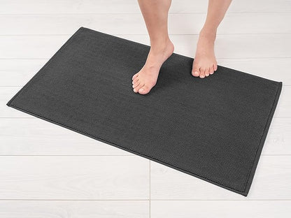 American Soft Linen Bath Rug, 20 in 34 in 100% Cotton Bath Mats Rugs for Bathroom, Slip Reducer Washable Shaggy Form Area Rugs, Gray Bath Rug