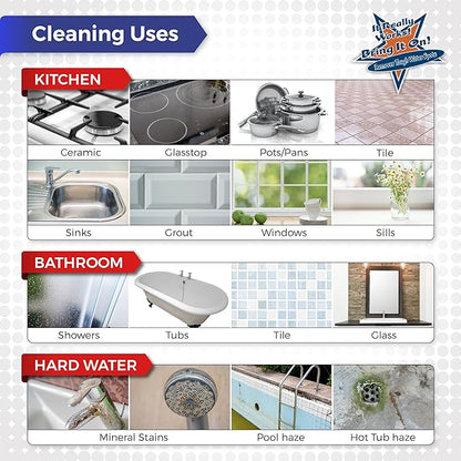 BRING IT ON! CLEANER Professional Hard Water Stain Remover & Glass Shield Sealant - Tiles, grout, Windows, Fiberglass, Chrome, Tubs, Toilets