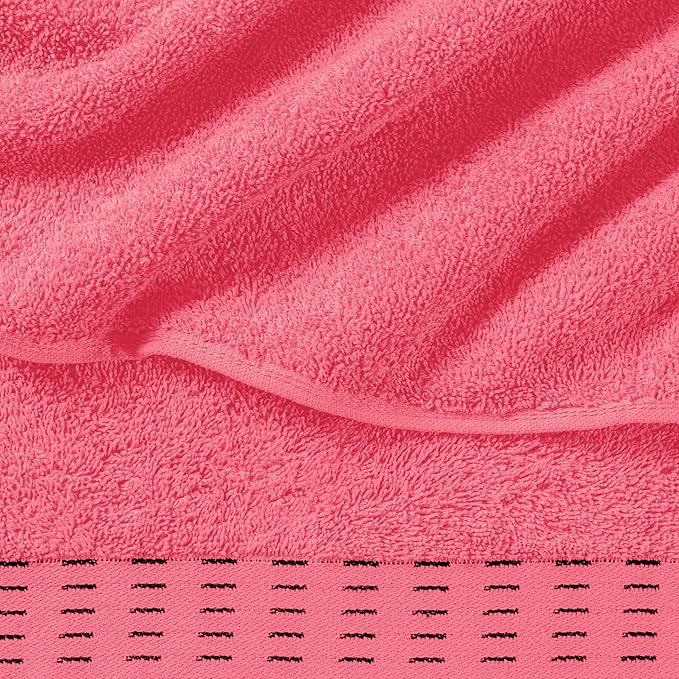 Cotton 2 Pack Oversized Bath Towel Set 28x55 inches, Large Bath Towels, Ultra Absorbant Compact Quickdry & Lightweight Towel, Ideal for Gym Travel Camp Pool - Coral Orange