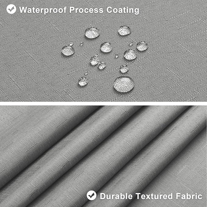 MitoVilla 3 in 1 Shower Curtain Set, Grey Boho Farmhouse Linen Textured Bath Curtain and Clear PEVA Liner Set with 12 Double Sided Steel Hooks, Waterproof Fabric Hotel Bathroom Curtain - 72x72