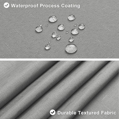 MitoVilla 3 in 1 Shower Curtain Set, Grey Boho Farmhouse Linen Textured Bath Curtain and Clear PEVA Liner Set with 12 Double Sided Steel Hooks, Waterproof Fabric Hotel Bathroom Curtain - 72x72