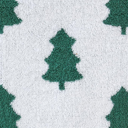 SKL Home Christmas/Winter Holiday Trees 100% Cotton Premium Bath Towel, 500 GSM, Soft & Absorbent, Reversible Jacquard, Decorative, Green/White