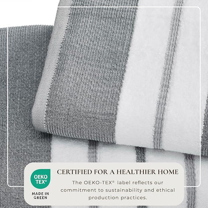 Great Bay Home Decorative Hand Towel Set - Luxury Cotton 4 Pack 26x16 Hand Towel Set - Luxurious, Ultra-Soft, Durable Towels for Bathroom Decor (Dark Grey/Light Grey)