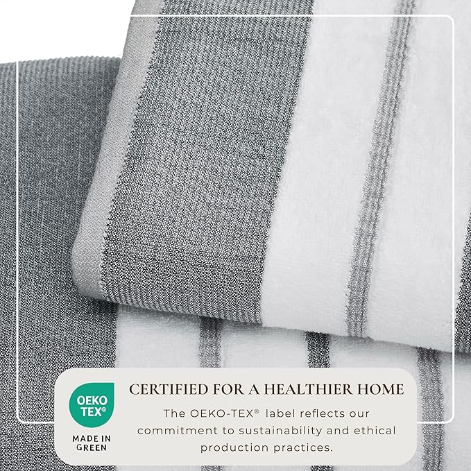 Great Bay Home Decorative Bath Towel Set - Luxury Cotton 4 Pack 54x27 Bath Towel Set - Luxurious, Ultra-Soft, Durable Towels for Bathroom Decor (Dark Grey/Light Grey)