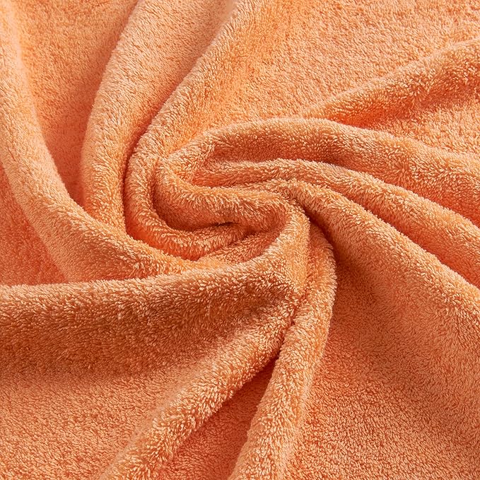 Premium 6 Piece Towel Set, 2 Bath Towel, 2 Hand Towels, 2 Washcloths, 100% Turkish Cotton Soft Absorbent Towels (Orange, 6 Piece Towel Set)