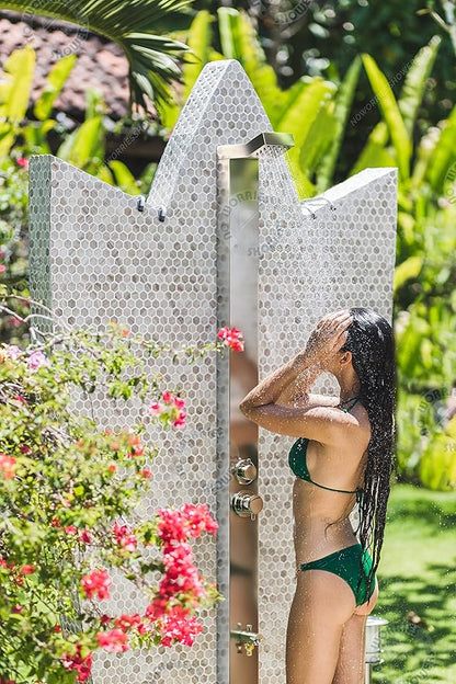 Bondi 316 Marine Grade Stainless Steel Outdoor Shower Panel-No Rust! Perfect for Swimming Pools, Backyards, Beach Houses, Resorts. Hot & Cold Water Connections, Wall Mounted or Freestanding Options.