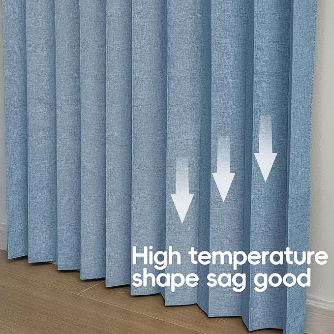 Accordian Door Curtain, 100% Blackout Folding Magnetic Doorway Curtains,Linen Style Closet Doors,for Room Divider,Privacy Protection（W72 x L78,Blue,1 Panel）