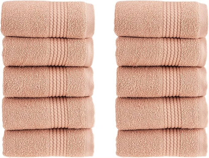 HALLEY Turkish Cotton Towels (Pack of 10) Washcloths Super Soft Highly Absorbent 100% Cotton Fingertip Towels for Bathroom and Kitchen for Mother’s Day (Peach)