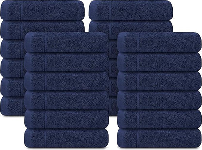 Tens Towels Pack of 24 Washcloths, 12 x 12 Inches, Lighter Weight, Quick to Dry, Super Soft & Absorbent, Gentle Face Towels, Hotel Quality, Perfect for Bathroom, Gym, Spa (Navy, 24 Pack)