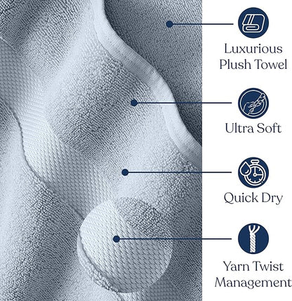 Delara Organic Cotton Luxuriously Plush Bath Sheet Pack of 4 | GOTS & OEKO-TEX Certified | Premium Hotel Quality Towels | Feather Touch Technology|650 GSM Long Staple|Soft, Quick Dry & Ultra-Absorbent