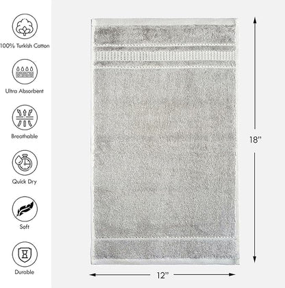 Melissa Linen, Fingertip Towels 4 Pack, 100% Turkish Cotton, Small Hand Towels for Body and Face, 12 x 18 in, Soft and Absorbent, Quick Dry, (Steel Gray Fingertip Hand Towels)